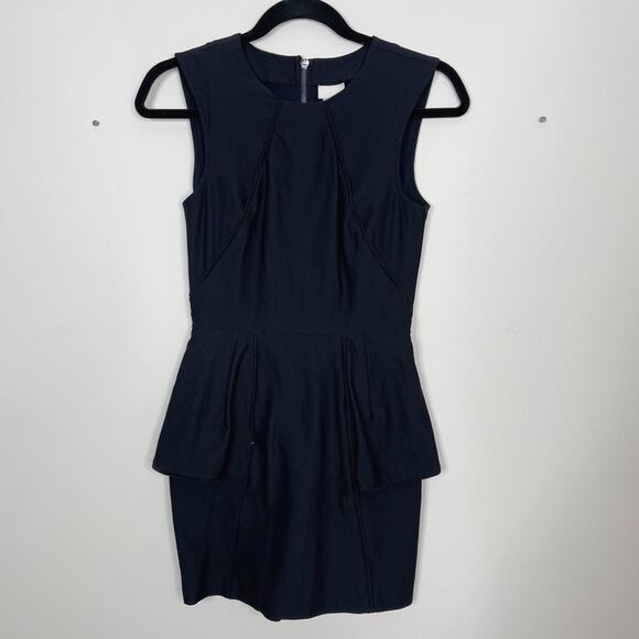 H&M Size 4 Black Structured Peplum Sheath Dress Sleeveless Zip Back Cocktail - Picture 1 of 6